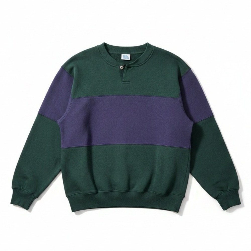 Cheetah Mervyns Colorblock Sweatshirt, Mens Small, Green Purple Henley,‎ Vintage